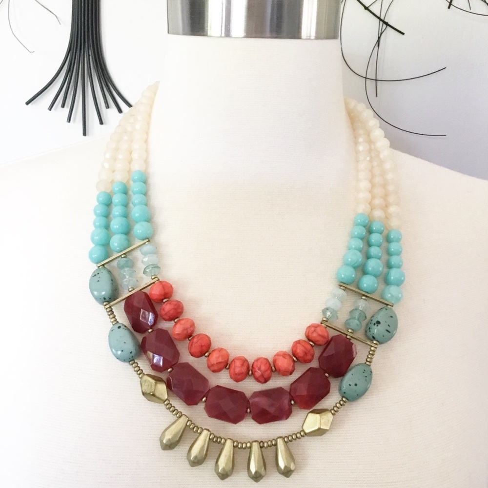 Layed Colorful Necklace Beaded Jewelry